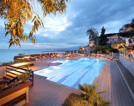Monte Tauro hotel pool and terrace with superb views